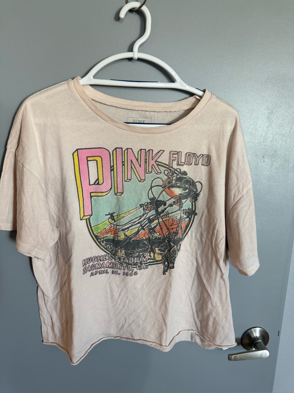 Pink Floyd Graphic Tee for Women - Light Pink